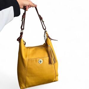 Isaac Mizrahi Yellow Leather Hobo Shoulder Bag